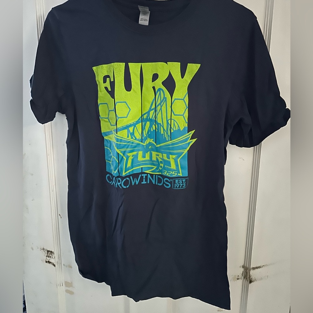 Gildan Navy T-Shirt with Neon Green Graphic